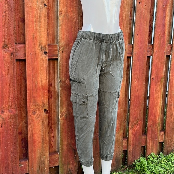 Green Cargo Jogger Pants Pocket Size S/P - Picture 2 of 11